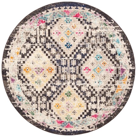 Safavieh 3 x 3 ft. Madison 400 Power Loomed Round Area Rug; Black & Yellow MAD418Z-3R